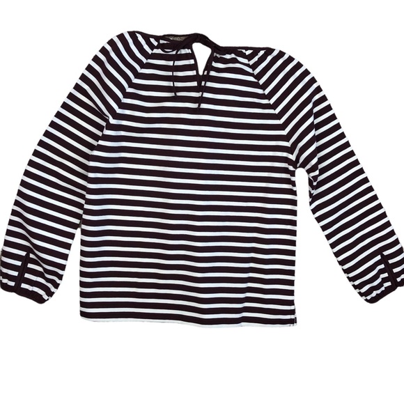 J CREW Top Blouse Structured Stripe Keyhole XXS - Picture 5 of 7